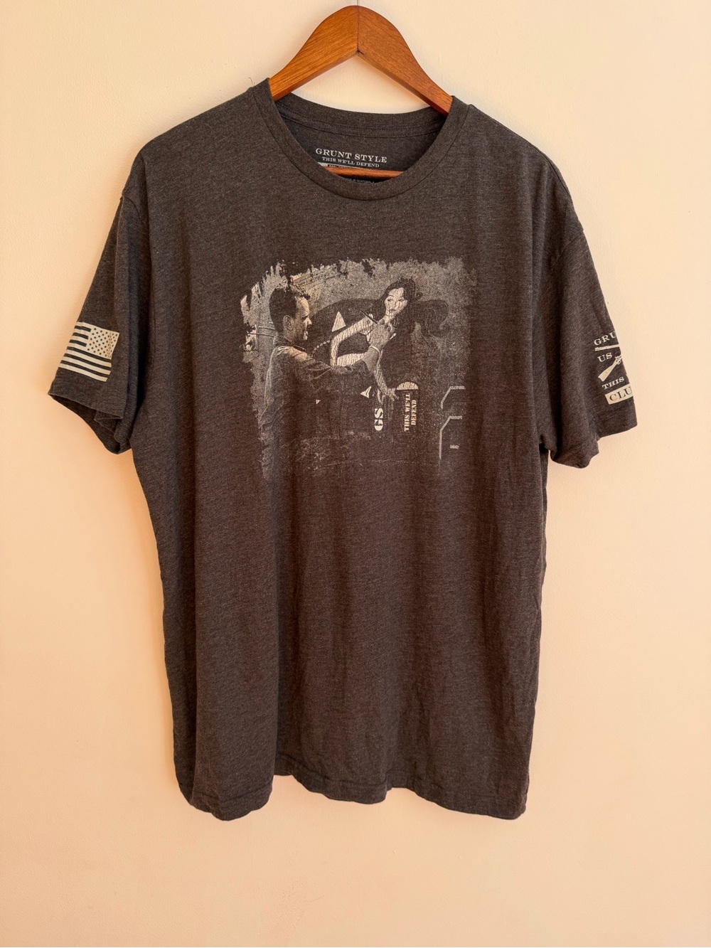 Grunt Style Club Bombs Away WWII Pin-Up Nose Art Graphic T-Shirt Charcoal XL